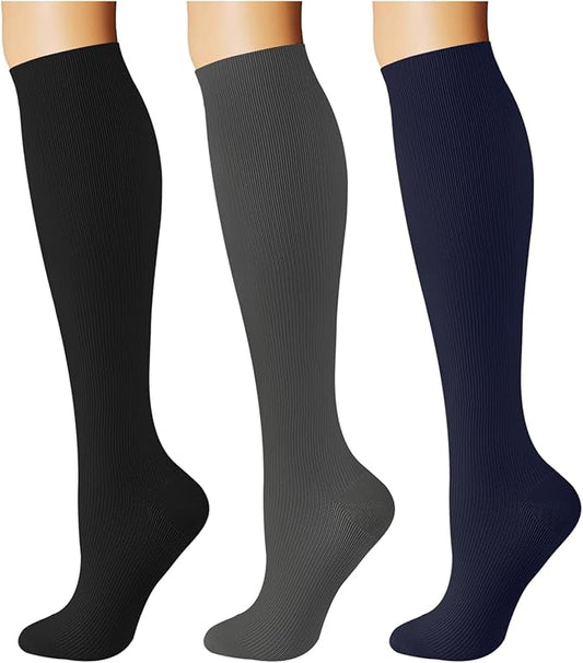Breslatte Compression Socks for Women Men 10-14 mmHg Circulation Knee High Athletic Support Socks Running Travel Daily