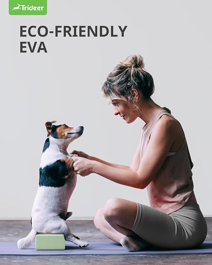 Trideer Yoga Blocks 2 Pack, Soft Non-Slip Foam Blocks with Beveled Edges for Alignment and Stretching in Yoga, Pilates, and Dance - Supportive, Lightweight, Odor Resistant, Latex-Free