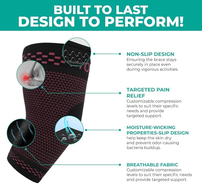 Modvel 2 Pack Elbow Brace - Golfer's Elbow Compression Sleeve Support for Joint Pain Relief, Recovery, Tendonitis Braces, Tennis Elbows Brace For Men & Women, Workout & Weightlifting Arm Wrap