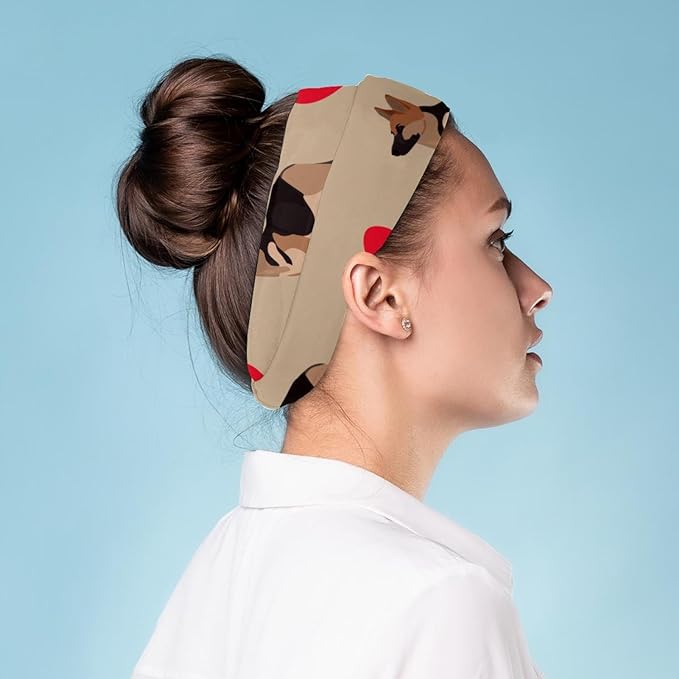 dog and heart Headband for Women, Absorbed Sport Knotted Headband for Daily Life Yoga Workout