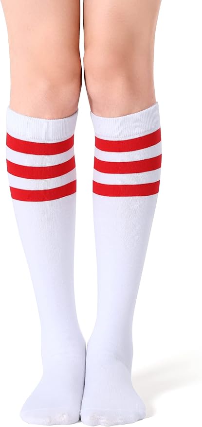 FITRELL Women's Knee High Socks Outdoor Sport Athletic Socks Casual Stripe Tube Socks 1-4 Pack