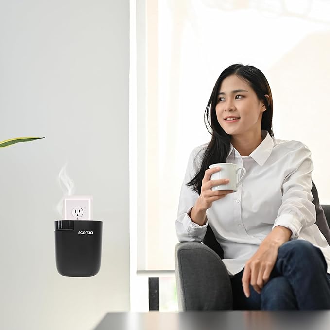 Smart Plug-in Diffuser with App Control | Waterless Cold Air Diffuser | My Way Hotel-Inspired Scent Included | 500 Sq. Ft. Coverage | Mother's Day & Housewarming Gift | Black