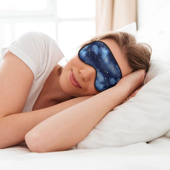 Sleep Eye Mask Blue Vast Night Sky Stars Sleep Mask for Women Men Comfortable Eye Mask with Adjustable Strap Soft Eye Cover Blindfold for Travel Yoga Nap Shift Work