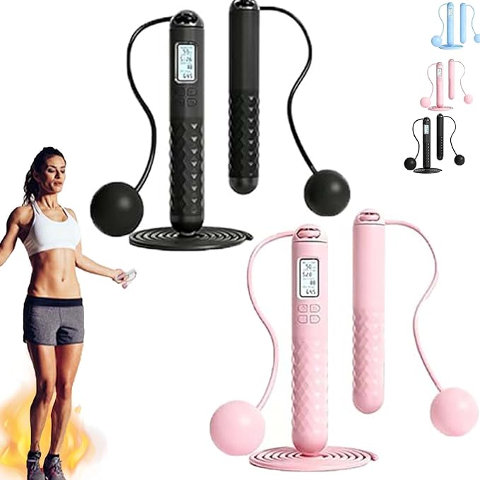 Runaivete Skipping Rope With Counter,Cordless Digital Jump Rope With Counter,Smart Intelligent Adjustable Digital Timer & Calorie Burned Counting With Lcd Display For Fitness