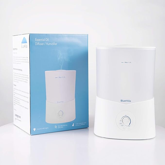 BlueHills Premium 3000 ML XL Essential Oil Diffuser Aroma Humidifier 3 Liter Big Capacity Huge Size Plant Baby Living Room Décor Lights Home High Mist Long Run Time Aromatherapy Diffuser White 3L-K1