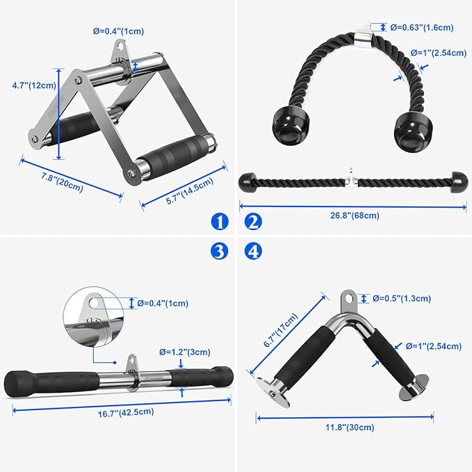 POWER GUIDANCE Cable Machine Attachment, LAT Pulldown Attachments, Cable Attachments for Gym, Home Gym Accessories