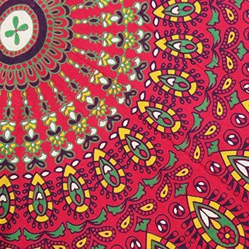 Eyes of India - Mandala Floor Pillow Cover Meditation Cushion Seating Throw Hippie Round Colorful Decorative Bohemian Indian Pouf Ottoman Handmade Cover ONLY (A1 Red, 32" x 32")