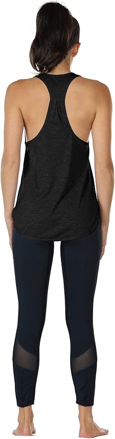 icyzone Women's Racerback Workout Athletic Running Tank Tops Loose Fit (Pack of 2)
