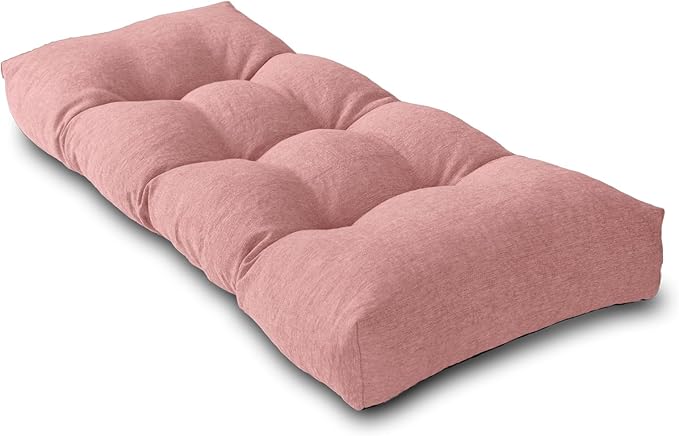 Bench Cushion 36 Inch - Polyester Brushed, High-Density Foam, Non-Slip Bottom, Soft Durable Indoor Tufted Long Seat Cushion for Window Garden Furniture (Pink, 36x14x4 Inch)
