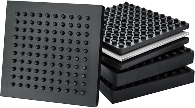 BXI Exercise Equipment Mat Heavy Duty - 4 x 4 x 0.8 Inches 4 Pcs Non Slip Noise Reduction Anti Vibration Treadmill Stationary Bike Mats, Thick Steel Embedded Rubber Pad for Hardwood Floors & Carpet