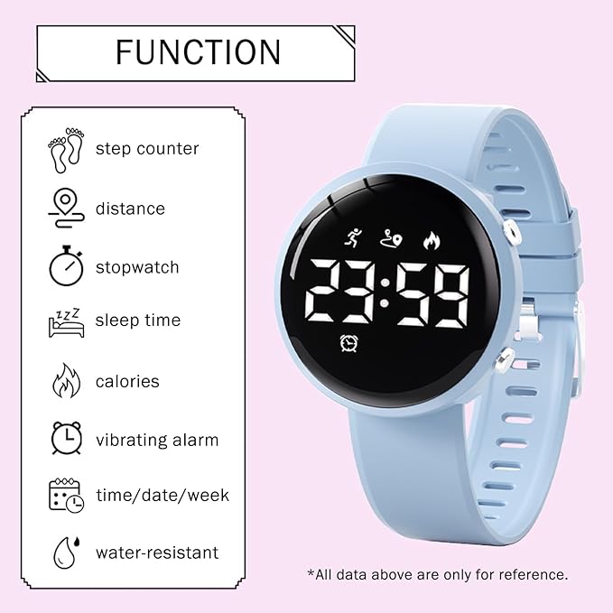 Fitness Tracker Watch with Step Counter Calorie Waterproof Pedometer Vibrating Alarm Digital Watches for Men Women Running Walking Workouts(NO APP)