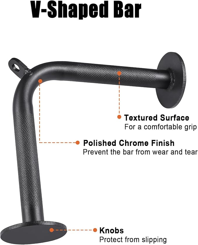 SERTT Workout Cable Machine Attachment for Home Gym, LAT Pulldown Attachments, Cable Accessories for Weight Training, Straight Pull Down Bar, Tricep Rope, Double D Row Handle, V-Shaped Bar