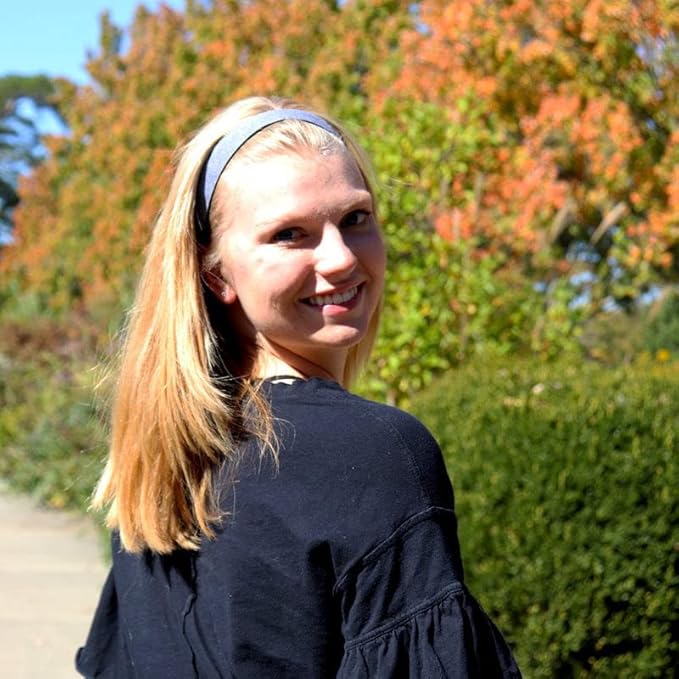 Sweaty Bands Womens Girls Headband - Non-Slip Velvet-Lined Fitness Hairband - Oxford Grey Black 1-Inch