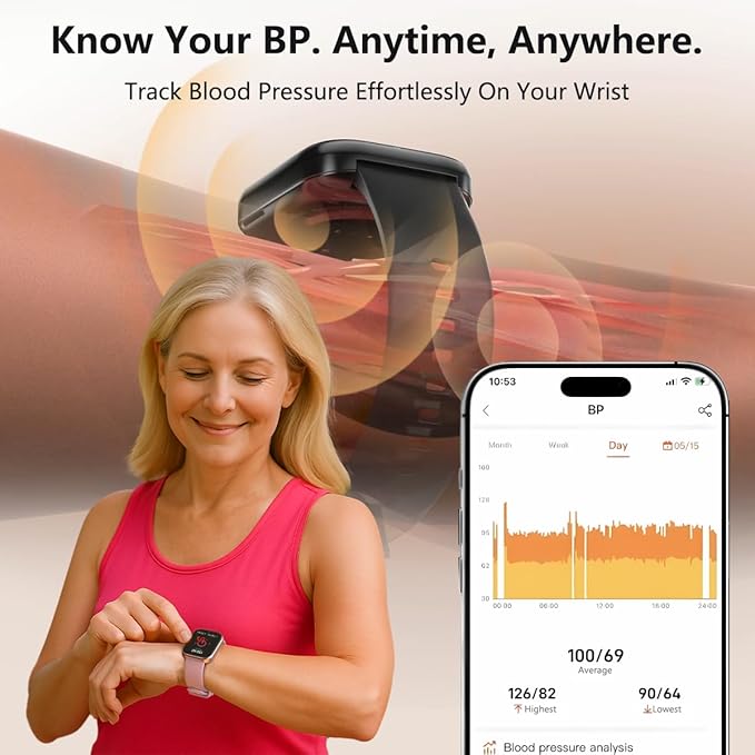 MorePro Health Fitness Tracker with 24/7 Heart Rate/Blood Pressure Monitor, Blood Oxy-gen/Sleep Tracking, 120+ Sports Activity Tracker, Smart Watch (Make/Answer Call) with Step Counter for Women Men