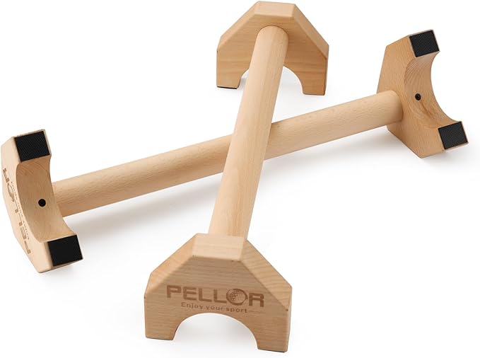 Pushup Stands - Wooden Push Up Bars Gym Gear Equipment with Anti-Slid Mat Workout Solid Exercise Women Men Portable Fitness