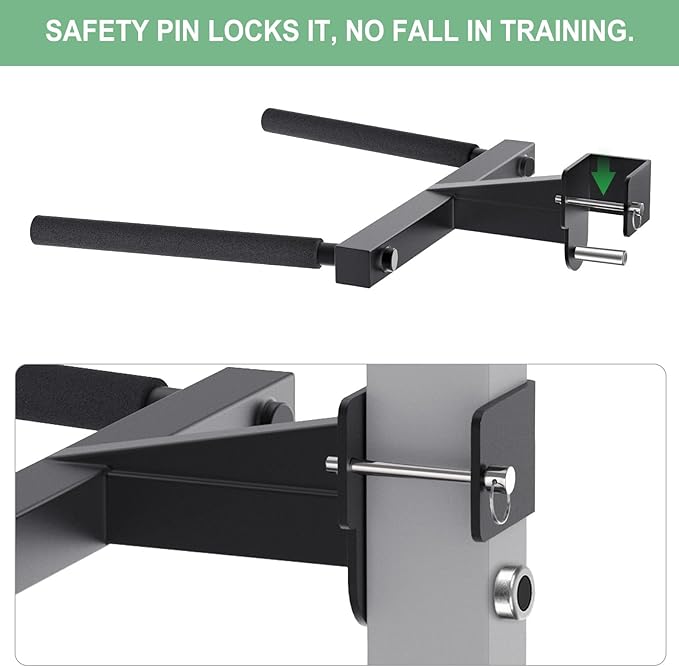 SELEWARE Y-Shaped Dip Bar for 2"x2" or 3"x3" Power Rack with 5/8" or 1" Holes, Heavy Duty Dip Bar Attachment with Non-Slip Grips, Squat Rack Accessories for Home Gym Strength Training