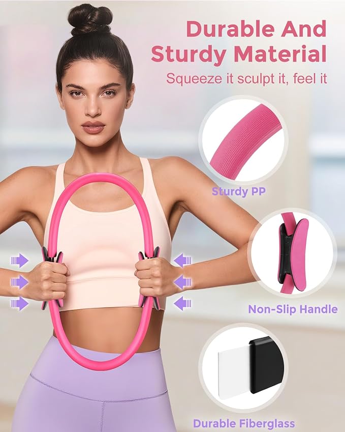 Pilates Essentials Kit for Women, 14-Inch Magic Circle Home Pilates Equipment with Pilates Ring and Ball Set, 5 Resistance Bands & Accessories for Home Workouts Beginners Essentials Starter Set