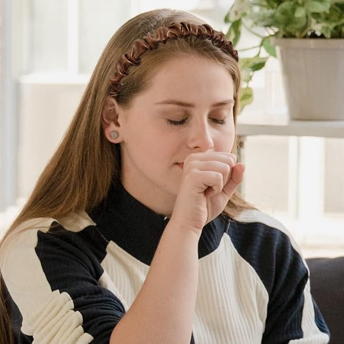 Madison Tyler Leather Headbands for Women | PU Leather Brown Handmade Outdoor Hair Band | Thin and Thick Hair | Skincare and Boho Spring Headband