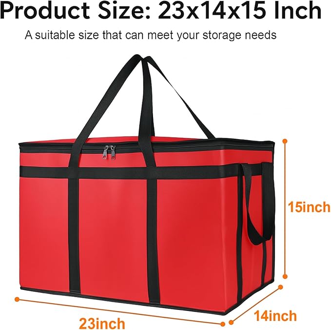 Bodaon Large 2-Pack Insulated Food Delivery Bag, XXXL Grocery Shopping/Catering/Pizza Cooler Bags, Dashers Door Dash Accessories, Cold/Hot Styrofoam Carrier for Doordash/Travel/Shopping/Catering/Car