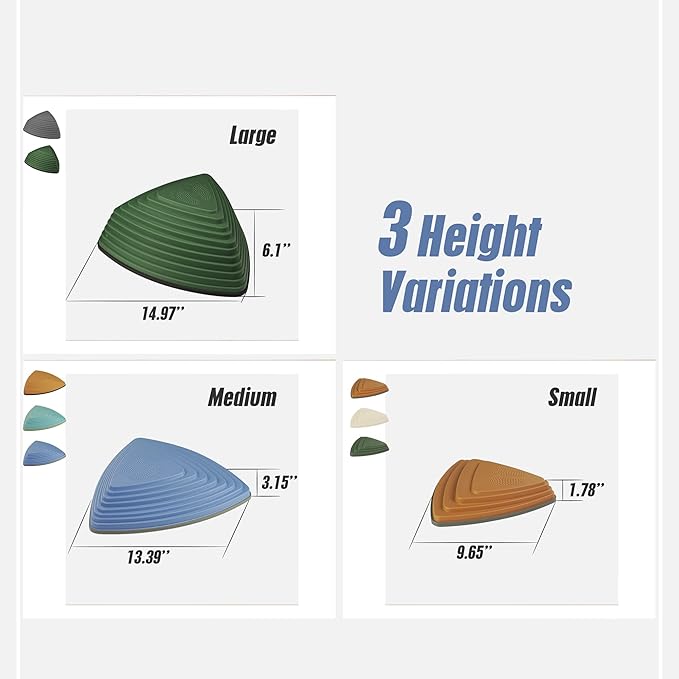 Gentle Monster Stepping Stones for Kids, Set of 6/8/11 PCS for Balance with Non-Slip Bottom - Exercise Coordination and Stability(8PCS Morandi)