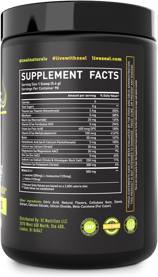 Enhanced Electrolyte Powder (Lemon Lime | 90ct.) w/ 0 Sugar +BCAAs +B-Vitamins Electrolyte Supplement w Potassium Zinc & Magnesium for Hydration - Keto Electrolytes
