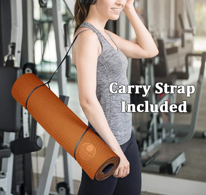 IUGA Yoga Mat Non Slip Anti-tear Pilates Mat Eco Friendly Hot Yoga Mats Thick for Workout & Exercise(72"x 24"x 6mm)