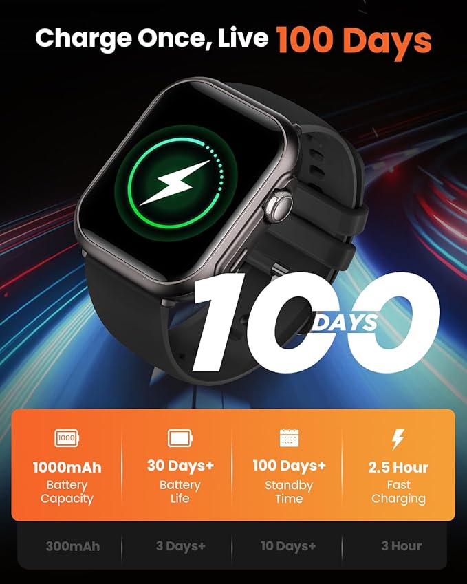 Smart Watches for Women Fitness Tracker: 1.85" Smartwatch with 30 Day+Battery Life Make/Answer Call Sleep Heart Rate SpO2 Monitor IP68 Waterproof 120+Sport Mode Watch for Android iPhone Samsung Black