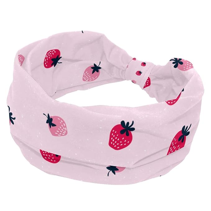 pink strawberry (2) Wide Headbands for Women