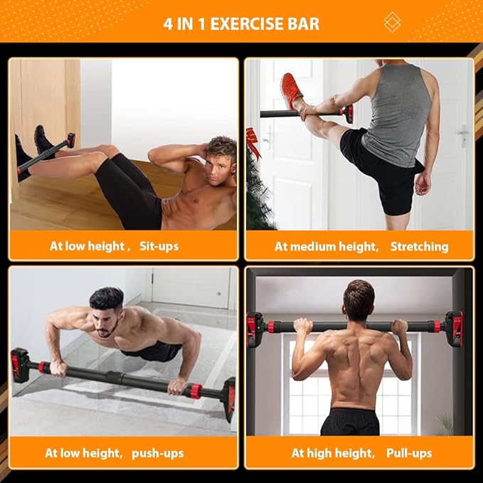 Pull Up Bar, Adjustable Strength Training Bars Without Screw, Adjustable Width Chin Up Bar for Doorway, Max Load 440 Lbs