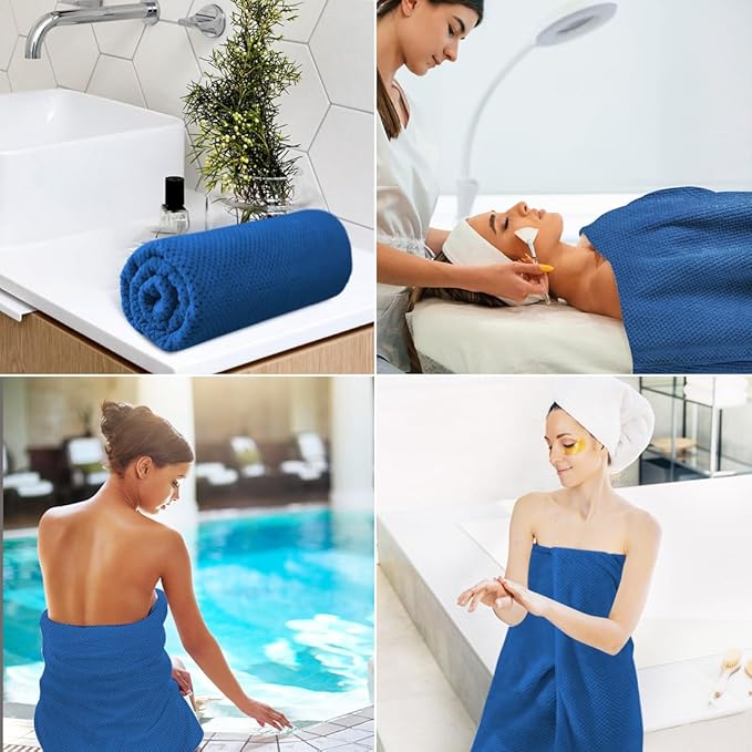 HOMEXCEL Bath Towels Pack of 2, (27 x 54 Inches) Microfiber Ultra Soft Highly Absorbent Bath Towel Set, Lightweight and Quick Drying Towels for Body, Sport, Yoga, SPA, Fitness, Blue