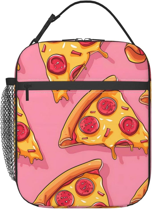 Insulated Lunch Box for Women Men, Pizza Theme Lunch Box Reusable Portable Lunch Bag Cooler Tote Waterproof Lunch Container for Office Picnic Work Travel