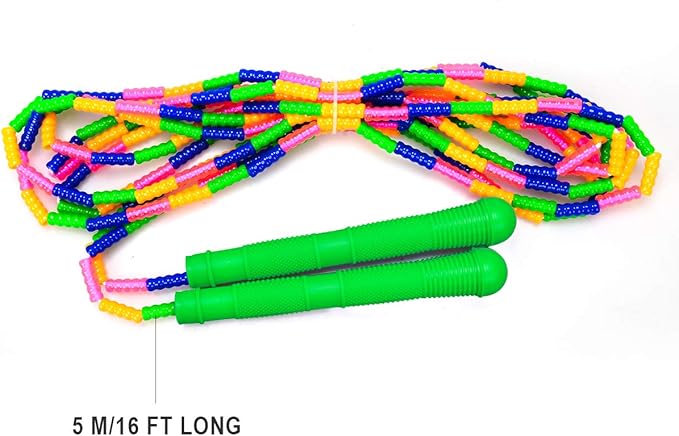 Coolrunner 16 FT Long Jump Rope(2 PACK), Double Dutch Jump Ropes, Soft Beaded Skipping for Kids Adults, Plastic Segmented Long Enough for 4-5 Jumpers