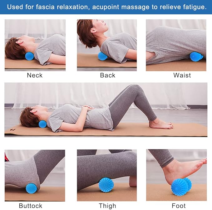 SELEWARE Peanut Massage Ball, Double Lacrosse Massage Roller Balls, Deep Tissue Massage Ball for Back, Neck, Shoulder, Spine, Legs, HIPS, Peanut Roller Trigger Point Muscle Massage Relaxer (Blue)
