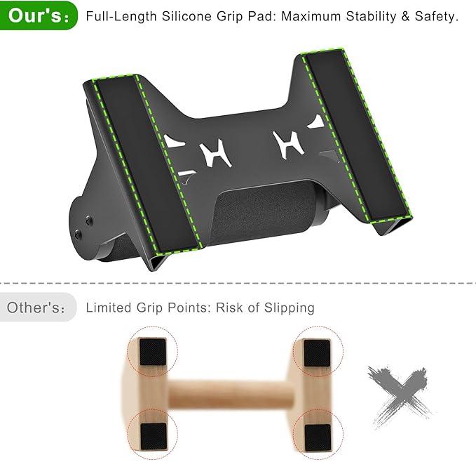 SELEWARE Wood Push Up Bars, Heavy-Duty Steel Pushup Stands, Floor Workouts Push Up Handles, Non-Slip Lion Design Base Parallettes Bars for Calisthenics, Handstand & Strength Training, Supports 600lbs