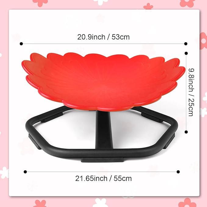 Flower Swivel Chair for Kids, 360° Spinning Seat, Autism Sensory Spin Chair, Toddler Sit and Spin Wobble Seat, ADHD Toy Chairs, Play Equipment Relief Motion Sickness for Boys Girls (Red)