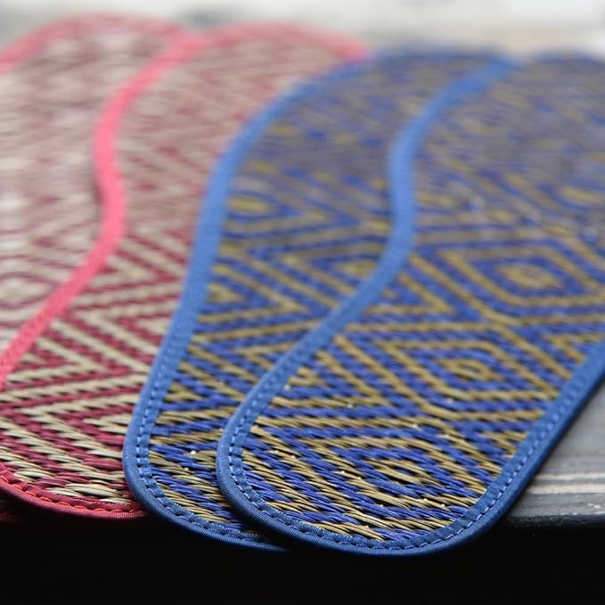 Japanese Traditional Organic Igusa Insoles, Smooth Sweat-Absorbing Deodorant Non-Slip Breathable Insoles Made of Igusa (Japanese Soft Rush Grass) (US Size 11, 29-29.5cm, Red)