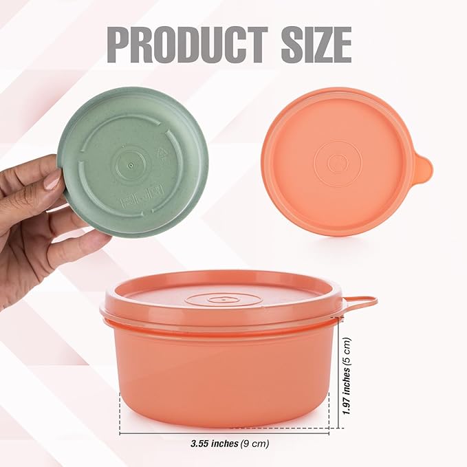 Set of 12 Small Round 9 oz Deli Containers with Lids, Airtight Leakproof Reusable Food Storage, Plastic To Go Bento Box, Mini Lunch Box, Snack Storage Bowl, for Kitchen, Picnic (12)