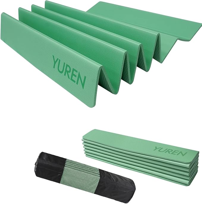 Foldable Yoga Mat 10mm Thick Wide Exercise Mat Non Slip Workout Mat for Home Gym, Travel, with Yoga Carrying Bag