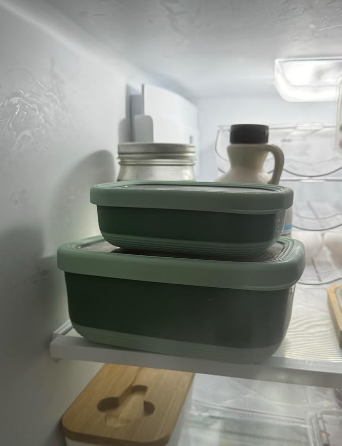 3 Pack Stainless Steel Food Containers with Silicon Lid & Non-Slip Exterior, LeakProof, Airtight Rectangular Portion Control Storage Lunch Box, Togo Lunch Containers for Adults - Green