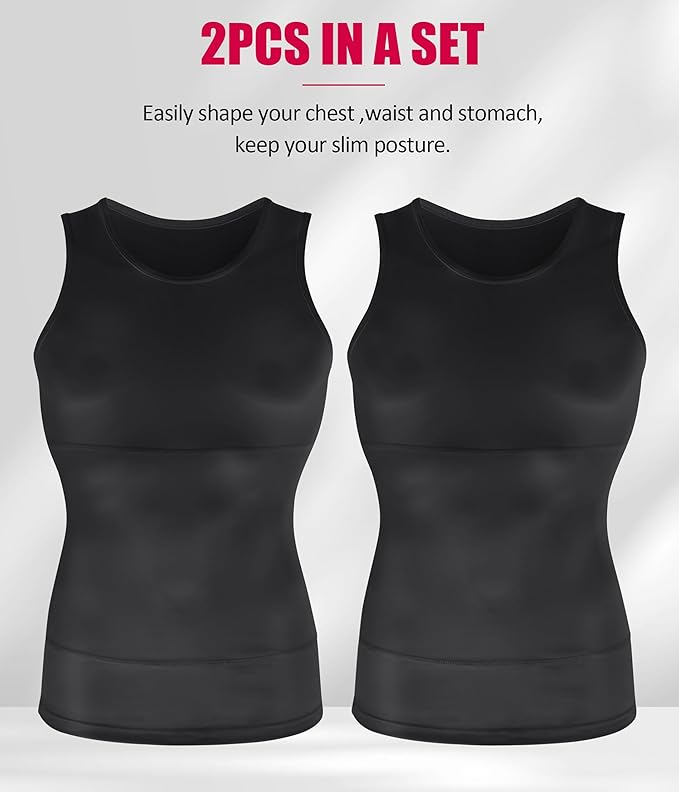 Gotoly Men Compression Shirt Shapewear Slimming Body Shaper Vest Undershirt Tummy Control Tank Top