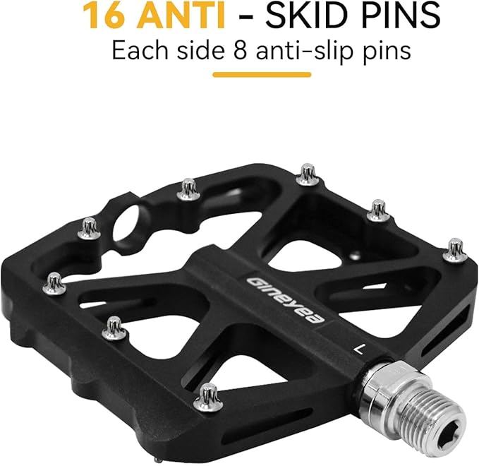 Bike Pedals, Universal Fit Bicycle Pedals Aluminum 9/16" Sealed Bearing Lightweight Wide Flat Platform for Road Mountain BMX MTB Bike
