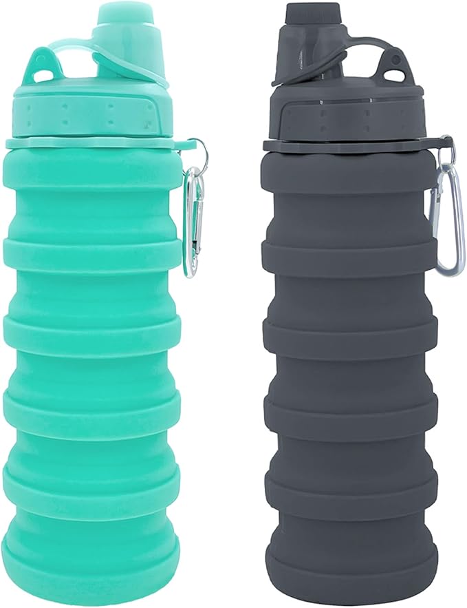 Collapsible Water Bottles Travel water bottle Sports Portable Sport Water Bottle Reusable Water Bottles comes with mountaineering Buckle 500ml silicone Water-proof camping water bottle