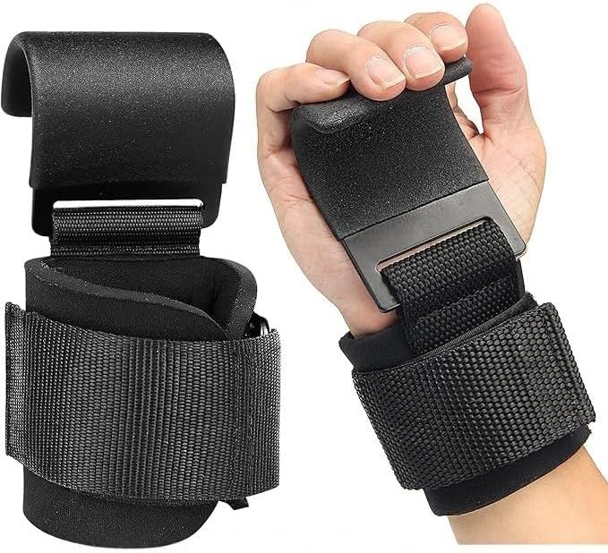 Weight Lifting Hooks (Pair) lifting straps-Heavy Duty Wristband Hand Held Support Assistance-for Deadlifts, Pull Ups, Rows&Shrugs-for Weightlifting&Bodybuilding Adjustable Gym Workout Power Straps