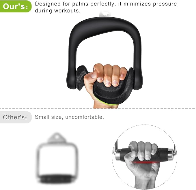 Kipika Heavy Duty Double D Handle, V Bar Cable Attachment, Row Attachment for Cable Machine, Non-Slip and Comfortable, Solid Aluminum Alloy Grip, Cable Machine Accessories for Home Gym…