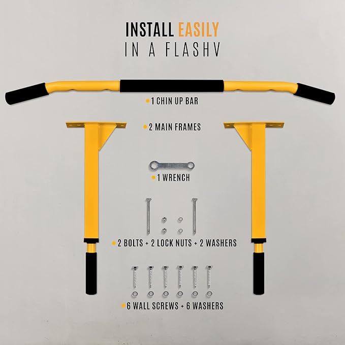 Yes4All Pull Up Bar Wall Mounted - Multifunctional Wall Mounted Pull Up Bar for Home Gym Workout Strength Training Equipment