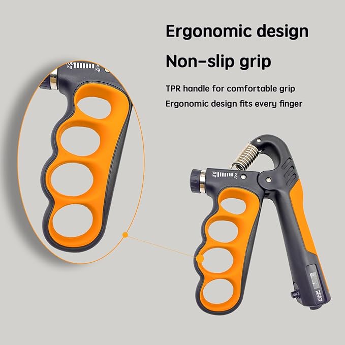 Grip Strength Trainer, Hand Grip Strengthener, Forearm Strengthener, Adjustable Resistance 11 Lbs - 220 Lbs, Ergonomic Design