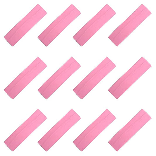Kenz Laurenz Soft and Stretchy Elastic Cotton Headbands, Pack of 12, Light Pink