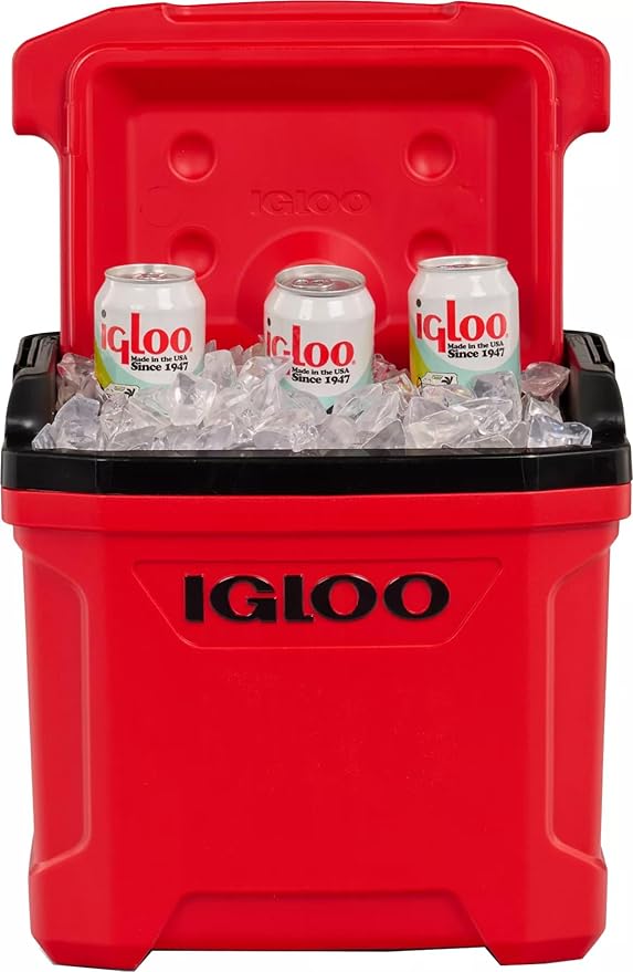 Igloos Cooler Hard-Sided Ice Chest, Insulated Portable Cooler, Heavy-Duty, Leak-Resistant Lid, Lightweight Ergonomic Handle