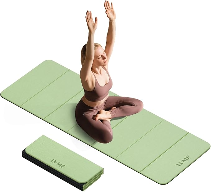 Foldable Yoga Mat, Extra Thick 0.32 inch, SGS Certifed, Non Slip, 71 x 24 inches, Foldable for Travel, Pilates, Camping, Environmental Sports Mat, Odorless TPE Material
