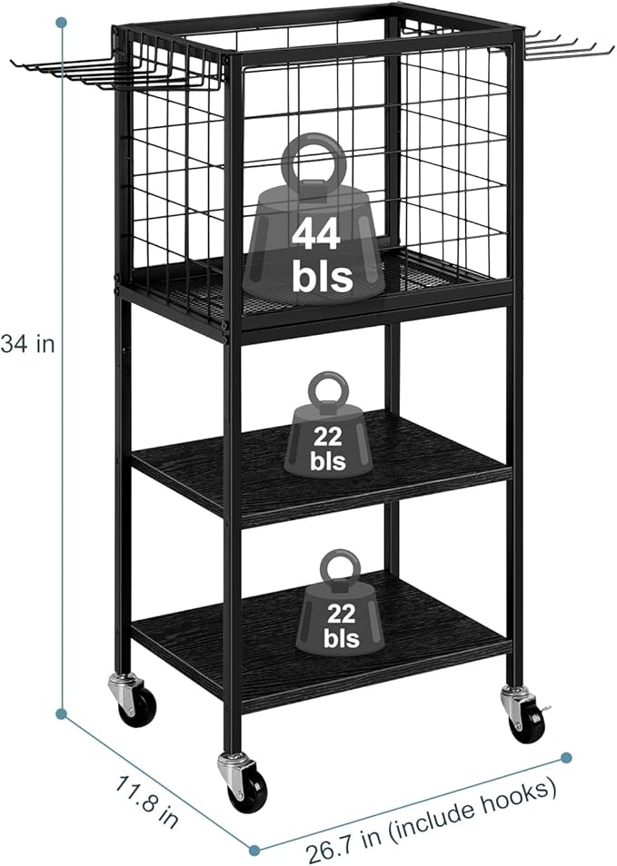 Weight Rack for Home Gym Dumbbells Yoga Mat Storage Rack Cart Small Metal Wood Home Gym Workout Equipment Storage with Hooks for Yoga Block Foam Rollers Resistance Bands